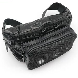 Vintage Havana Black Quilted Puffer Style Unisex Crossbody Bag NWOT